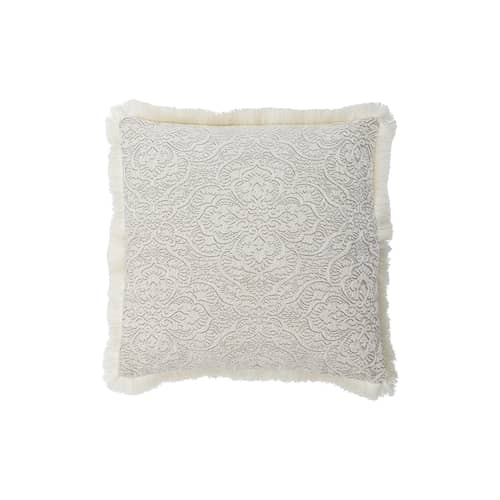 Coussin Cabrie tissu blanc / Brodé - 50 x 50 cm - Bloomingville - Blanc - Polyester