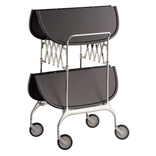 Desserte Gastone plastique noir / Pliable - 68 x 62 cm - Kartell - Noir brillant / Structure chromée - Acier chromé, Nylon chargé de fibre de verre