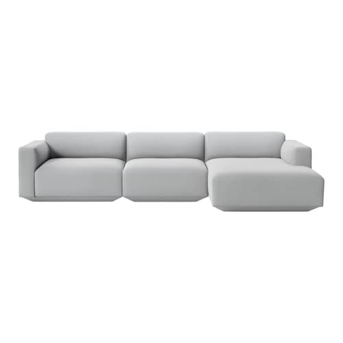 Divano d\'angolo Develius F tessuto grigio / 4 posti - L 309 cm / Dormeuse diritte - &tradition - Grigio (Tessuto Clay 03) - Legno, Schiuma HR, Tessuto