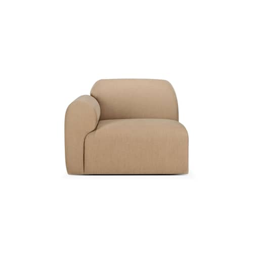 Divano modulabile Bulky tessuto beige / Modulo Bracciolo destro - Ethnicraft - Bracciolo destro / Chiaro beige seppia - Fibra, Legno, Schiuma PU ad alta densità, Tessuto
