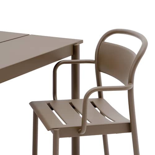 Fauteuil empilable Linear métal beige - Muuto - Taupe - Acier galvanisé thermolaqué