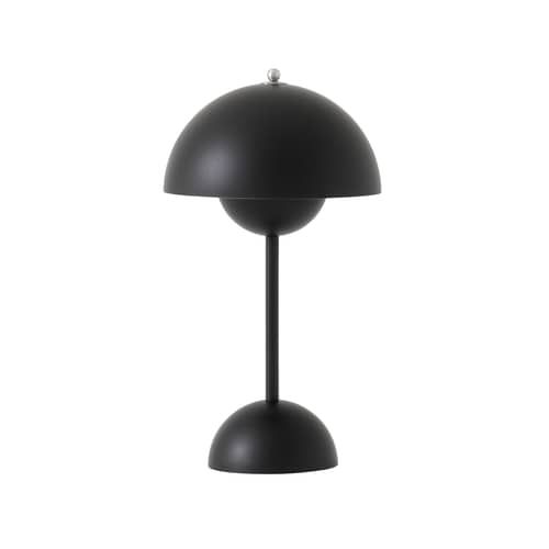 Lampada senza fili ricaricabile Flowerpot VP9 materiale plastico nero / Ø 16 x H 29 cm - Verner Panton, 1968 - &tradition - Nero opaco - policarbonato