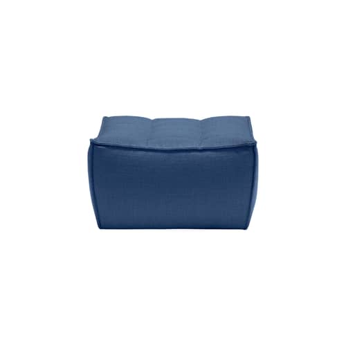 Pouf N701 tessuto blu / 70 x 70 cm - Ethnicraft - Blu (tessuto standard) - Legno, Schiuma PU ad alta densità, Tessuto
