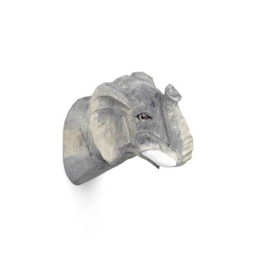 Patère Animal bois multicolore / Eléphant - sculpté main - Ferm Living - Eléphant - Bois de peuplier, Verre