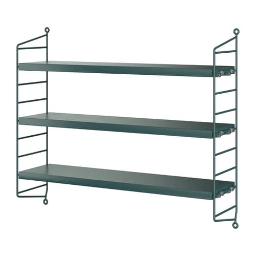 Scaffale String® Pocket legno verde / L 60 x H 50 cm - Ripubblicato nel 1949 - String Furniture - Tegnérgrön Verde - Acciaio laccato, MDF tinto
