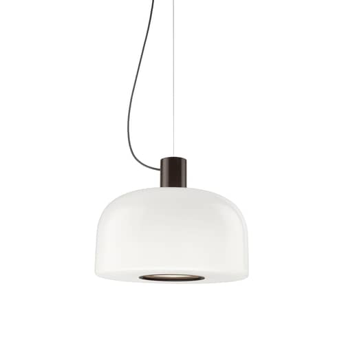 Suspension Bellhop Glass S2 verre marron / Ø 45 x H 25,2 cm - Flos - Chocolat - Aluminium, Verre opalin triplex