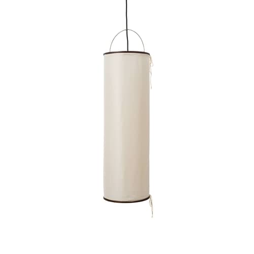 Suspension Silk Lantern beige / Soie naturelle - H 70 cm - Gubi - Beige - Placage de bois, Soie naturelle
