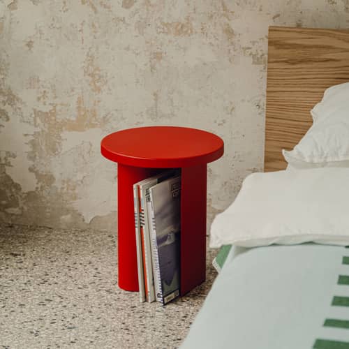 Table d\'appoint Sato métal rouge / Ø 35 x H 42,5 cm - NOO.MA - Rouge tomate - Acier