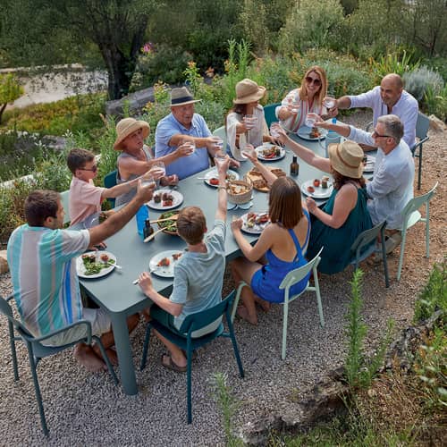Table à rallonge Ribambelle XL métal beige / L 149 à 299 cm - 6 à 14 personnes - Fermob - Beige latte - Aluminium laqué