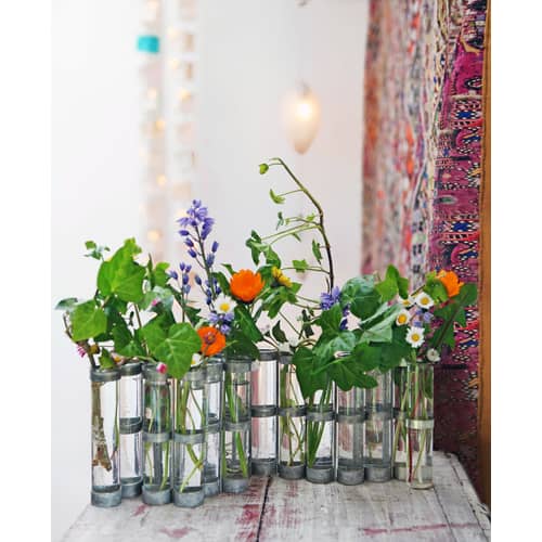 Vase d\'Avril Petit verre transparent / L 55 cm x H 10 cm - Tsé-Tsé - Small - L 55 x H 10 cm - Acier zingué, Verre soufflé