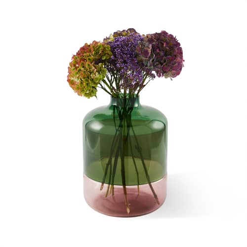 Vase Formy Large verre rose / Ø 35 x H 47 cm - POLSPOTTEN - Rose & vert - Verre