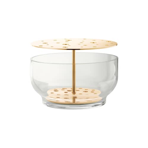Vase Ikebana Large métal verre or transparent /By Jaime Hayon - H 15,5 cm - Fritz Hansen - Large / Laiton - Laiton, Verre soufflé bouche