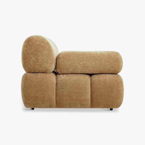 Gepolsterter Sessel Waffle textil braun / Sofa modulierbar – Austauschbare Armlehne - NV GALLERY - Camel, gekräuselt - Gewebe, High Density-Schaum