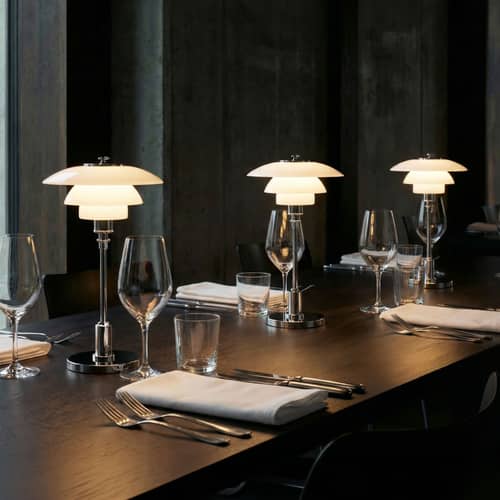 PH 1/1 Wireless rechargeable lamp metal glass silver / LED - Louis Poulsen - Chromed / White - Chromed aluminium, Mouth blown glass