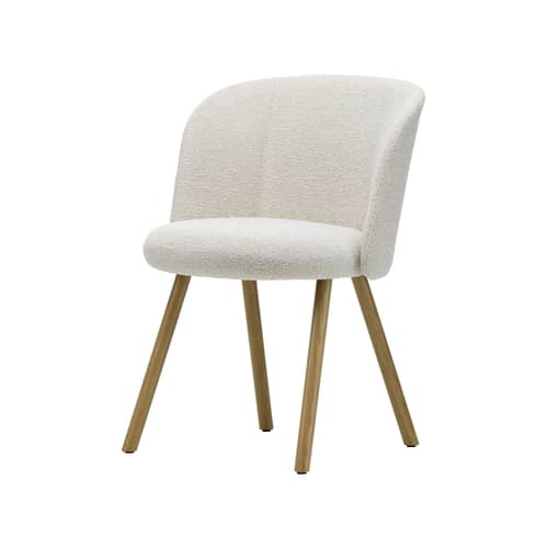 Chaise rembourrée Mikado / Pieds bois - Vitra - Perle (tissu bouclé Nubia 01) / Chêne naturel - Chêne massif, Mousse polyuréthane, Polypropylène recyclé, Tissu Nubia