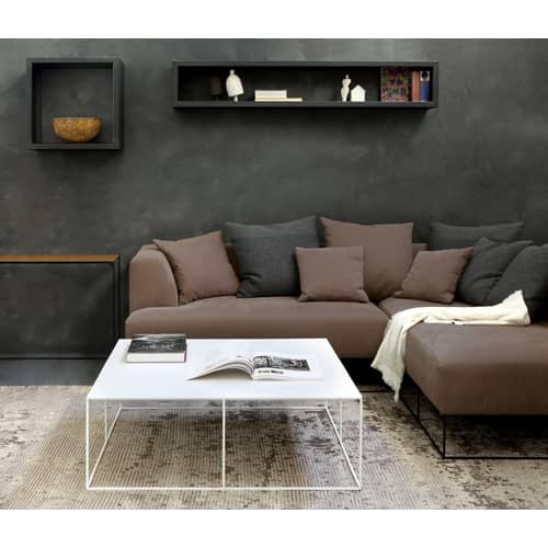 Couchtisch Slim Irony metall schwarz / 100 x 100 x H 34 cm - Zeus - Schwarzbraun - bemalter Stahl