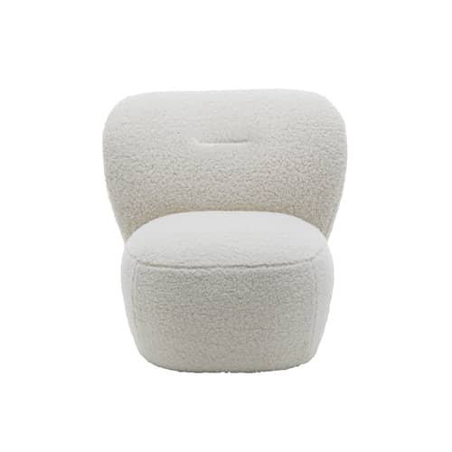 Fauteuil rembourré Loll 07 tissu blanc - Gervasoni - Blanc (tissu Bear polar) - Bois, Mousse polyuréthane, Polyester