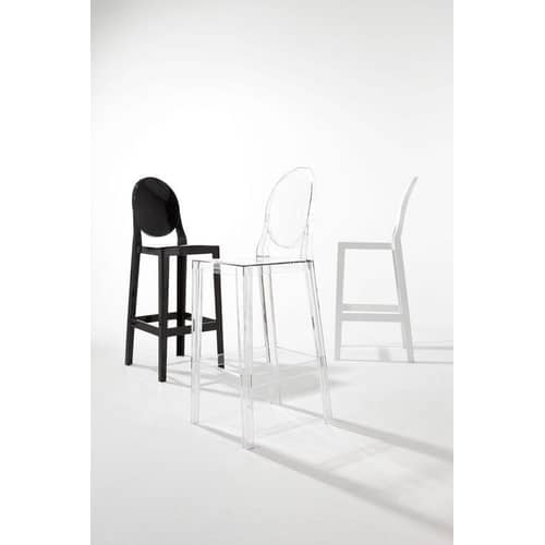 Hochstuhl One more please plastikmaterial transparent Barhocker H 65 cm - Rückenlehne quadratisch - Kartell - Kristall - Polykarbonat