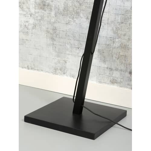 Lampada a stelo Kalimantan nero legno naturale / Bambù - H 176 cm / Ø 60 cm - GOOD&MOJO - Base nera / Paralume naturale e nero - Bambù
