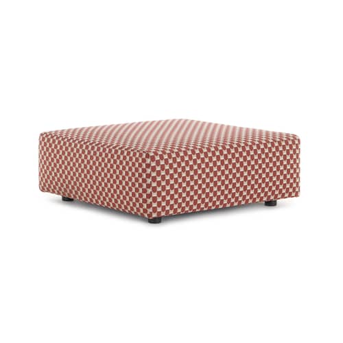 Pouf d\'extérieur Plastics OUTDOOR x Liberty tissu rouge / 88 x 88 x H 30 cm - Kartell - Rouille (Liberty Obi Check) - Polyuréthane expansé, Tissu outdoor