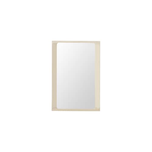 Specchio murale Arced legno beige / 80 x 55 cm - Muuto - Abete - Legno di abete laccato, Vetro