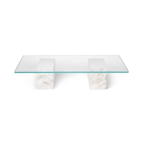 Table basse Mineral verre marbre blanc transparent / 120 x 70 cm - Ferm Living - 120 x 70 cm - Marbre, Verre