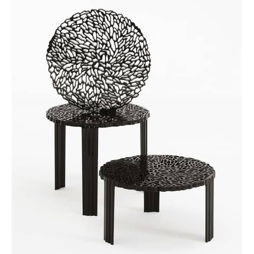 Table basse T-Table Basso plastique noir / Ø 50 x H 28 cm - Kartell - Noir opaque - PMMA
