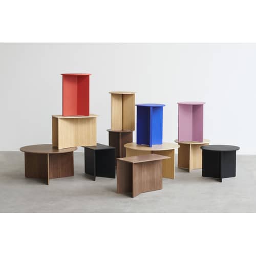 Table d\'appoint Slit Wood / Oblong - 49,5 x 27,5 x H 35,5 cm / Bois - Hay - Noir - Placage de chêne