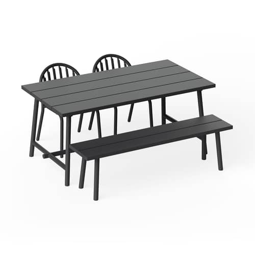 Table rectangulaire Fred\'s métal noir / 170 x 90 cm - 6 personnes - Fatboy - Anthracite - Aluminium