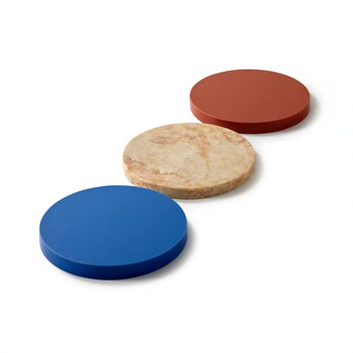 Tagliere Three Circles materiale plastico blu / Set di 3 - valerie objects - Blu / Rosa / Marrone - Marmo, Polietilene