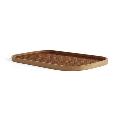 Second Nature Tray wood brown / 53 x 31 cm - Ethnicraft - Second Nature / Auburn & Oak - Oak veneer, Silkscreen printing glass