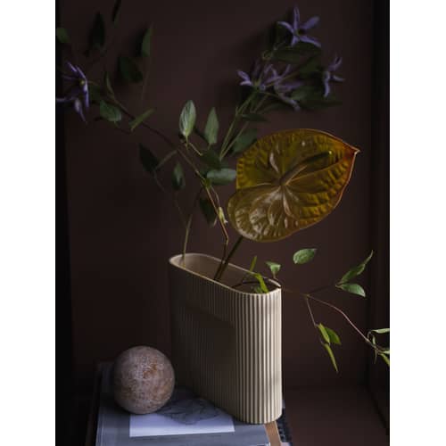 Vase Ridge Small céramique blanc beige / H 16,5 cm - Muuto - Beige - Faïence