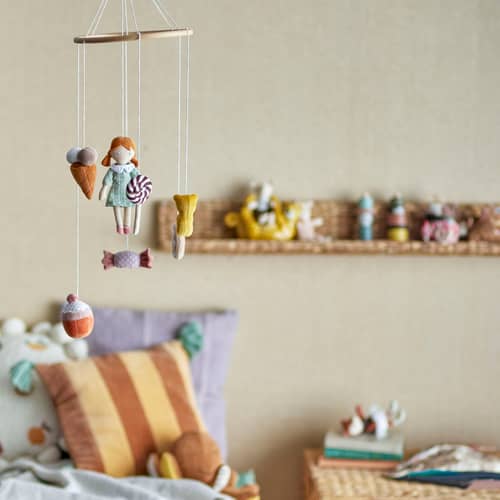 Rosana Baby mobile textile multicoloured - Bloomingville - Multicoulered - Cotton, Poplar wood