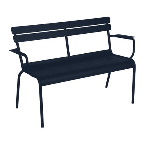 Bank mit Rückenlehne Luxembourg metall blau / 2-Sitzer - L 131 cm - Fermob - Abyssblau - Aluminium