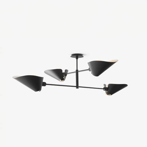 Bonnet SC91 Pendant metal black / W 140 x H 40 cm - &tradition - Black - Aluminium, Steel