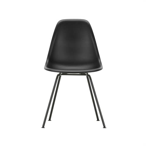 RE DSX - Eames Plastic Side Chair Chair plastic material black / (1950) - Black legs / Recycled - Vitra - Black / Black legs - Epoxy lacquered steel, Post-consumer recycled plastic