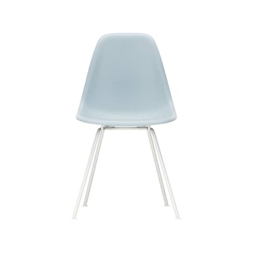 RE DSX - Eames Plastic Side Chair Chair plastic material blue / (1950) - White legs / Recycled - Vitra - Bluish grey / White legs - Epoxy lacquered steel, Post-consumer recycled plastic
