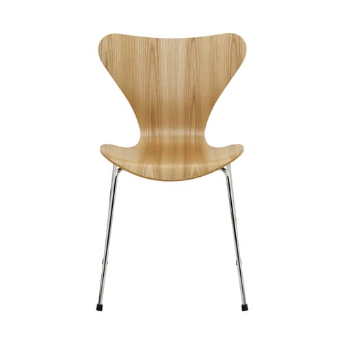 Chaise empilable Série 7 / Bois naturel - Fritz Hansen - Orme / Pieds chromés - Acier, Contreplaqué de orme verni