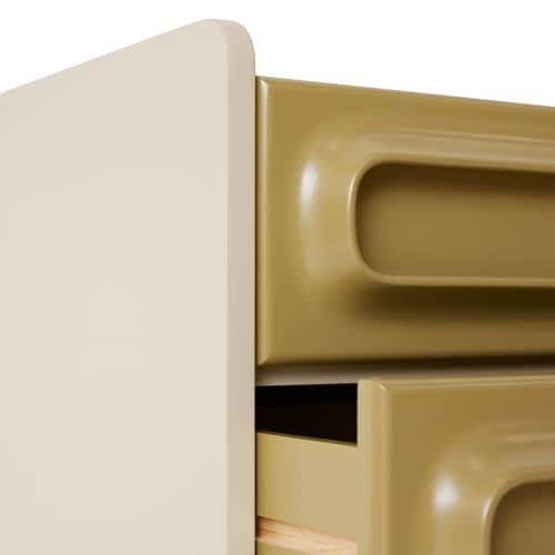 Comodino Space legno verde / 2 Cassetti - HK LIVING - Verde salvia / Crema - MDF laccato