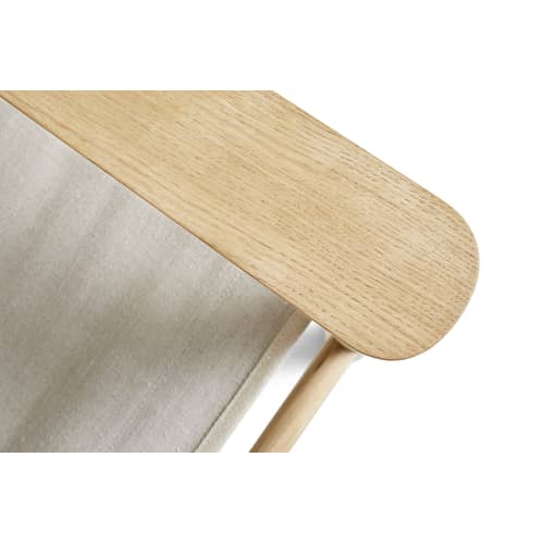 Fauteuil bas Bernard tissu beige bois naturel - Hay - Beige / Bois clair - Chêne massif, Contreplaqué de chêne moulé, Toile