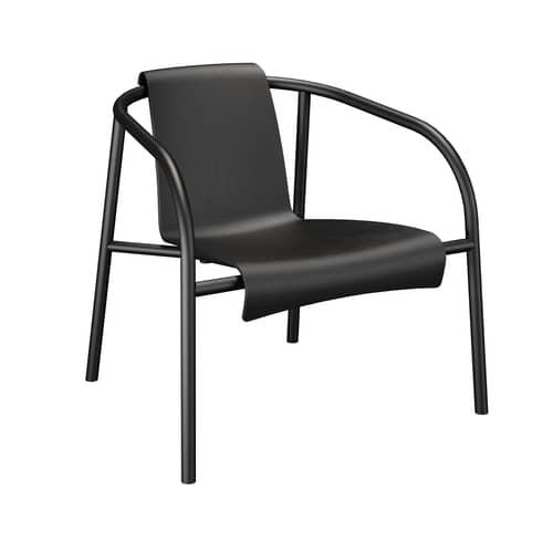 Fauteuil bas Nami / Plastique recyclé - Houe - Noir - Acier, Plastique recyclé