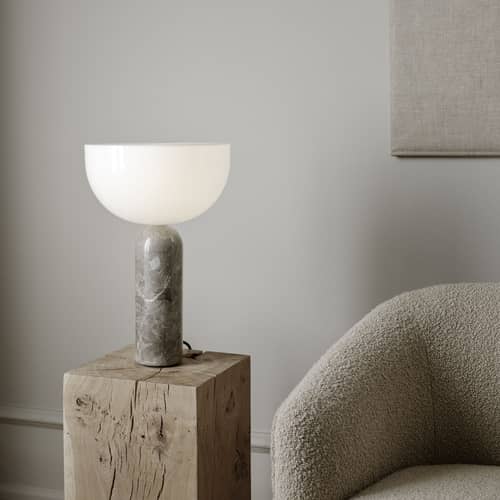 Lampada da tavolo Kizu Large pietra grigio / Base marmo - H 45 cm - NEW WORKS - marmo grigio - Acrilico, Marmo