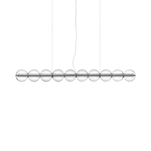 Luce Sferica S2 Pendant glass transparent / L 208 cm - Flos - L 208 cm - Hand-blown glass, Polished aluminium