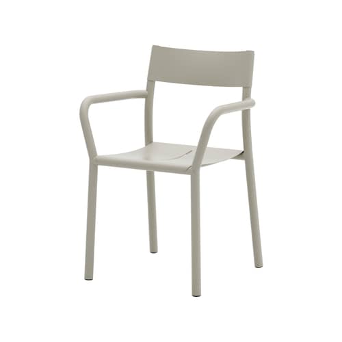 Poltroncina con braccioli impilabile May metallo grigio - NEW WORKS - Grigio chiaro - Acciaio