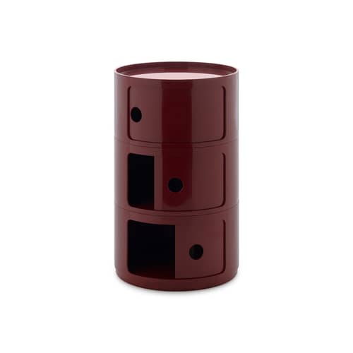 Rangement Componibili New Big plastique rouge / 3 tiroirs - Ø 42 x H 69,5 cm - Kartell - Bordeaux - ABS