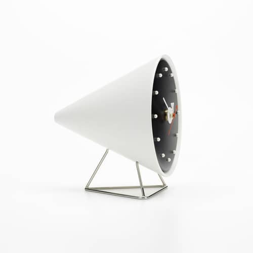 Standuhr Desk Clock - Cone Clock plastikmaterial weiß / By George Nelson, 1947-1953 - Vitra - Weiß & Schwarz - Polyurhethan