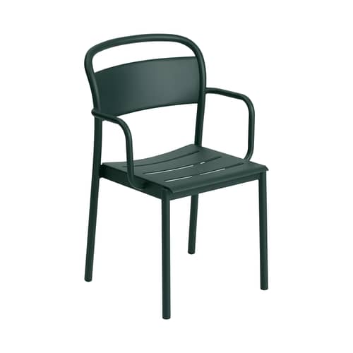 Stapelbarer Sessel Linear metall grün / Stahl - Muuto - Dunkelgrün - Stahl