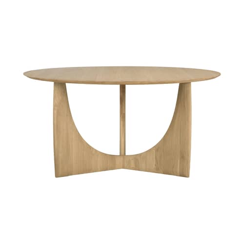 Table ronde Geometric bois naturel / Ø 150 cm - 8 personnes - Ethnicraft - Chêne naturel - Chêne massif huilé