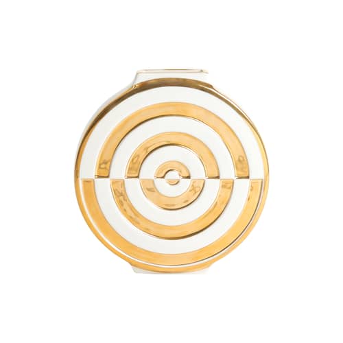Vase Futura Bullseye céramique blanc or / Ø 18 cm - Jonathan Adler - Blanc & or - Porcelaine