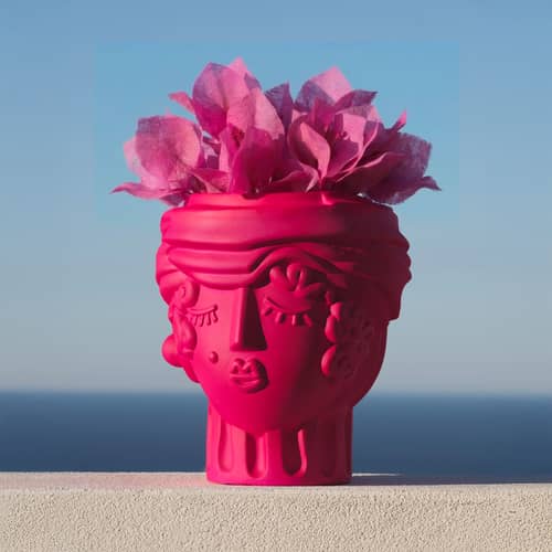 Vase Magna Graecia - Woman keramik rosa / H 33 cm - Seletti - Bougainvillea-Rosa - Terrakotta